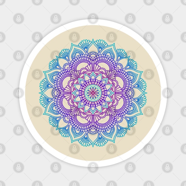 Mandala blue purple Magnet by Mako Design 